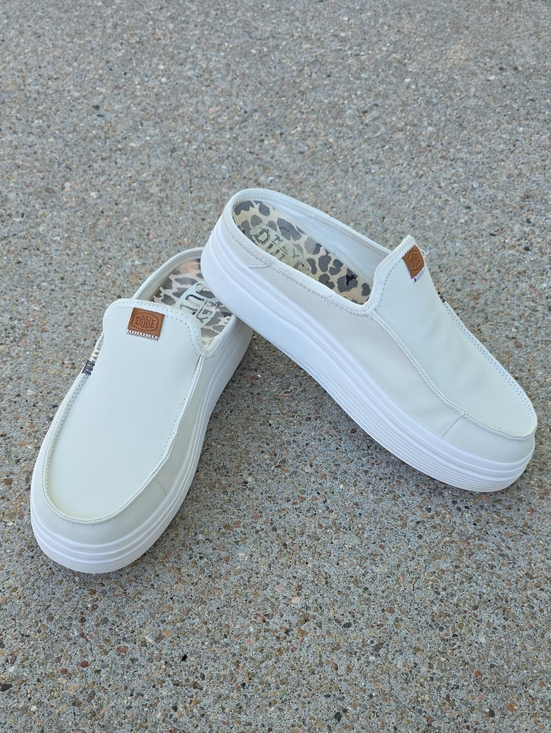 Hey Dude Shoes - Hey Dude Austin Leather Lift Lightweight Platform Mule Casual Slip-On Shoes